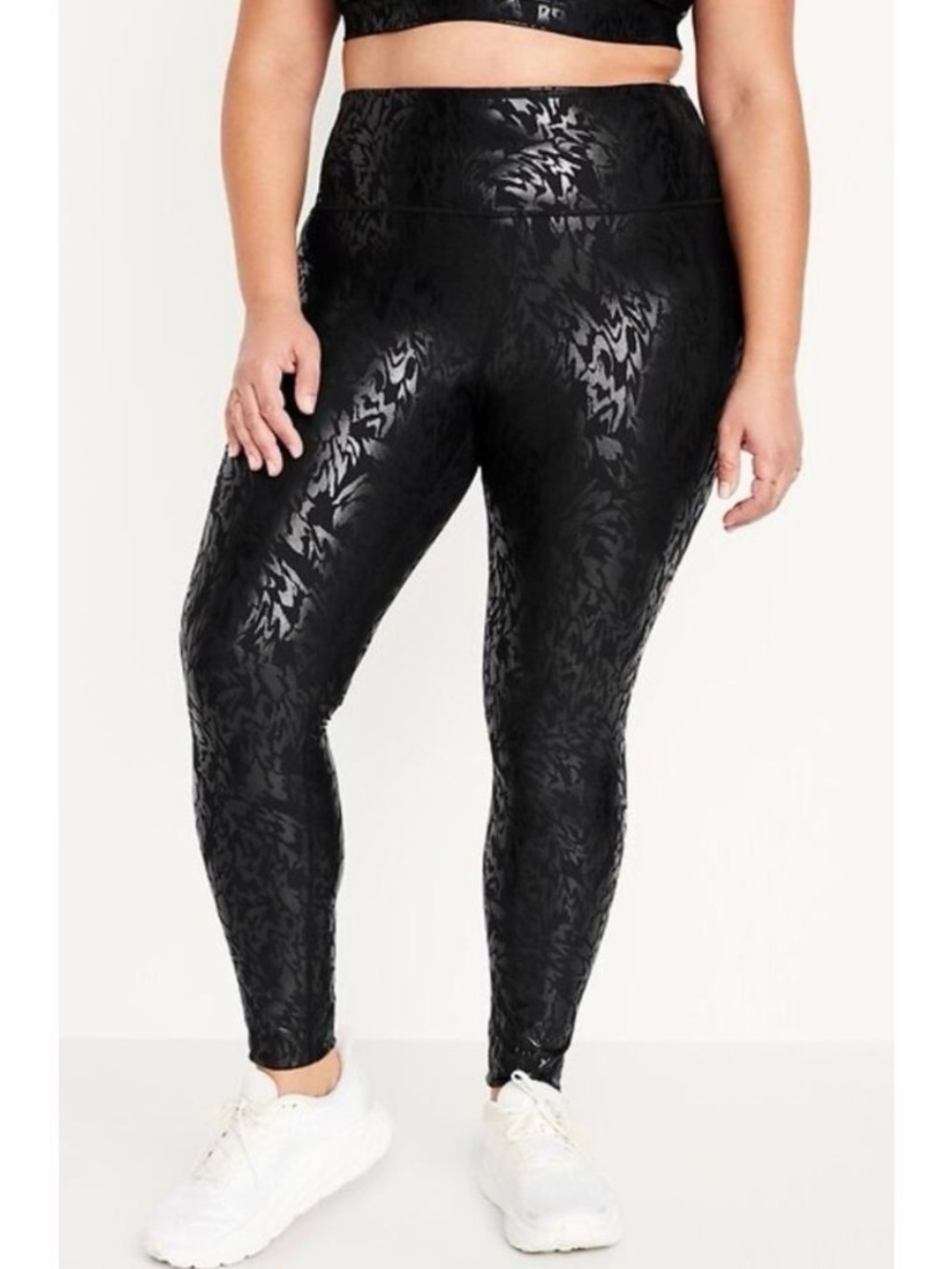 Old Navy Active High-Waisted Powersoft Black Foil Print Athleisure Leggings XXL